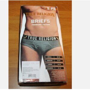 True Religion 5 pack Black Cotton Briefs Men's Underwear M 32 - 34